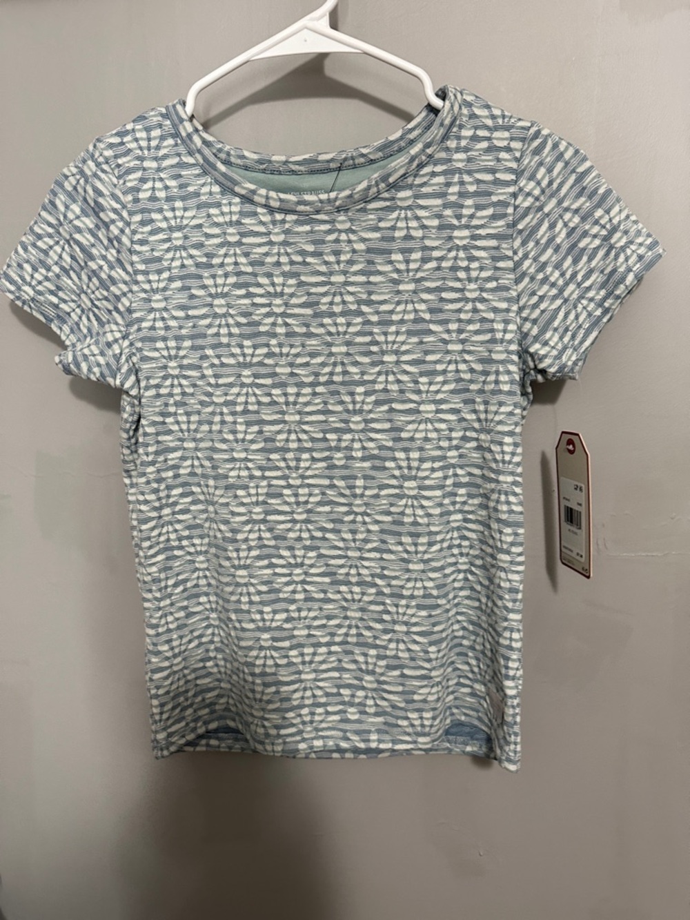 Levi's Light Blue and White Textured Short Sleeve Top Girls XL